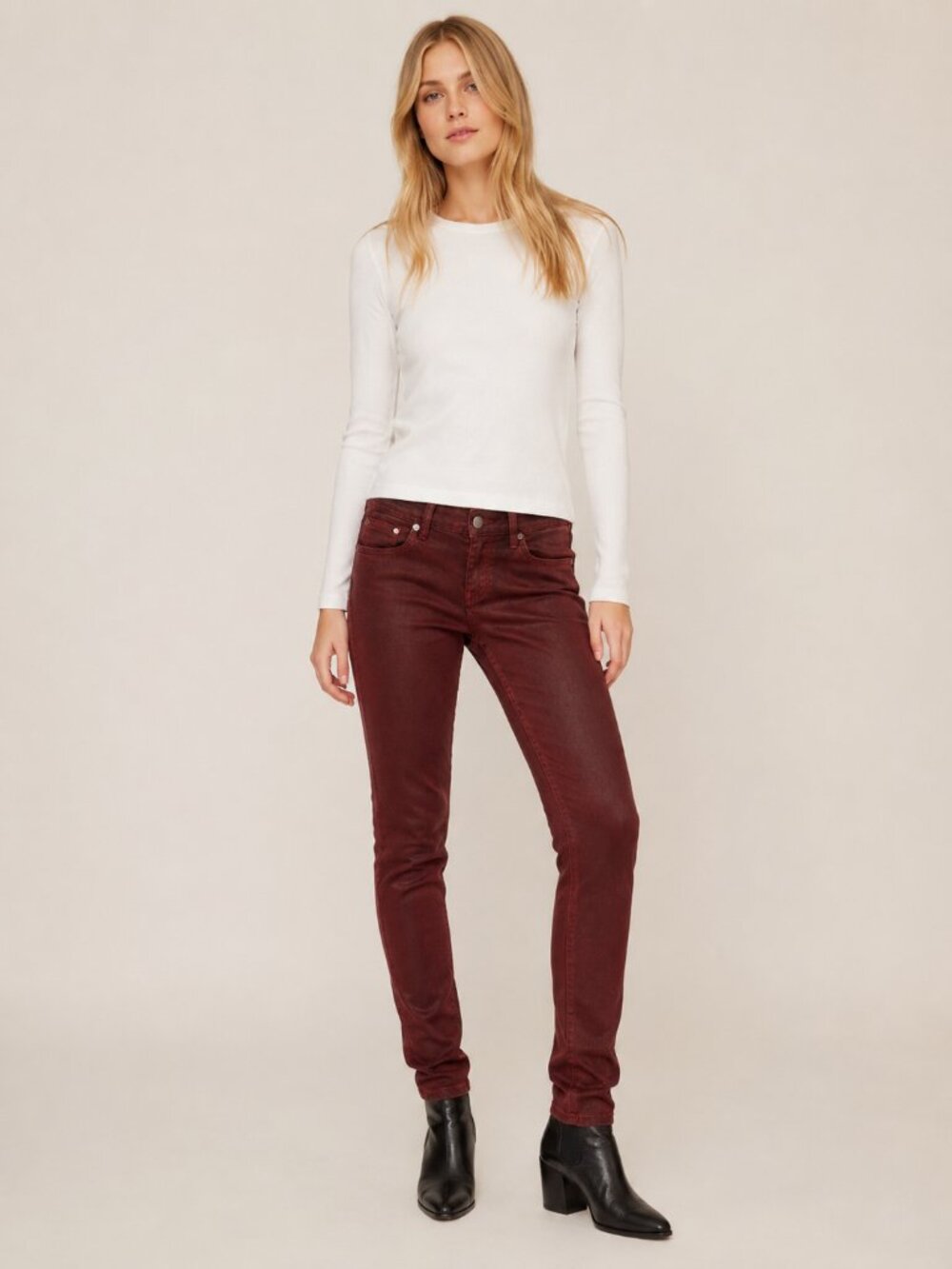 2/$30 Miss Me Coated Mid Rise Skinny Jean Burgundy 28 #A3465